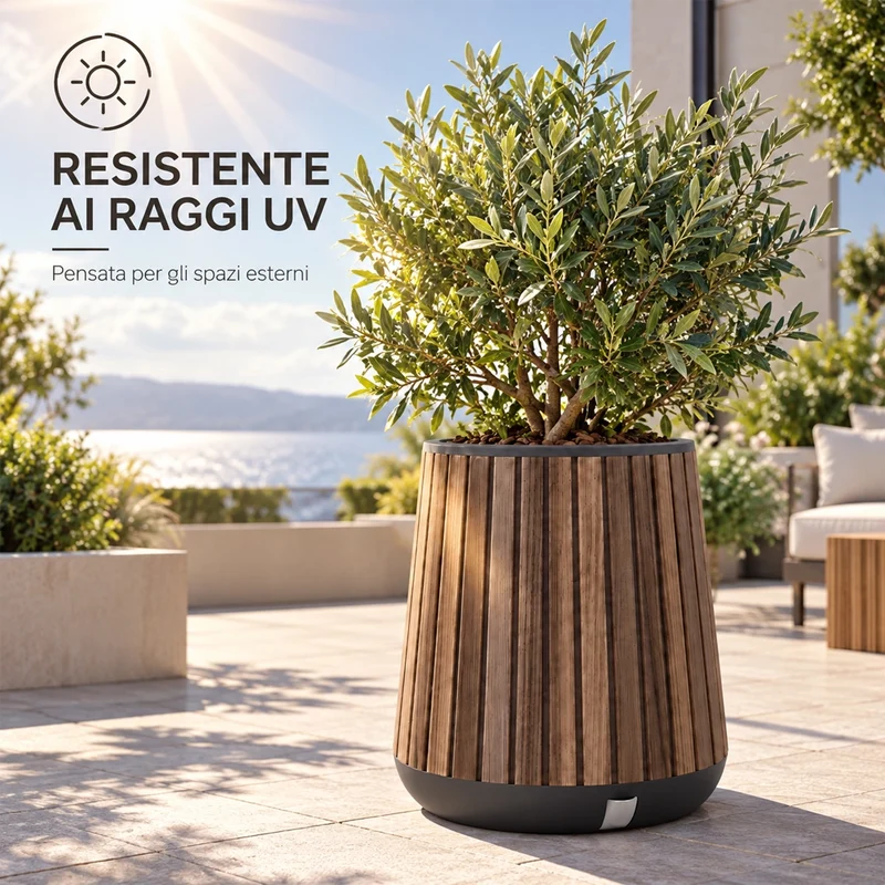 Keter Conical Plantar Vaso per Piante Fioriera per Fiori Marrone Resiste UV