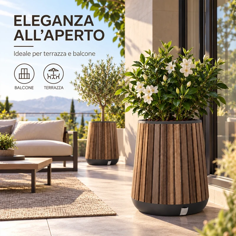 Keter Conical Plantar Vaso per Piante Fioriera per Fiori Marrone Resiste UV