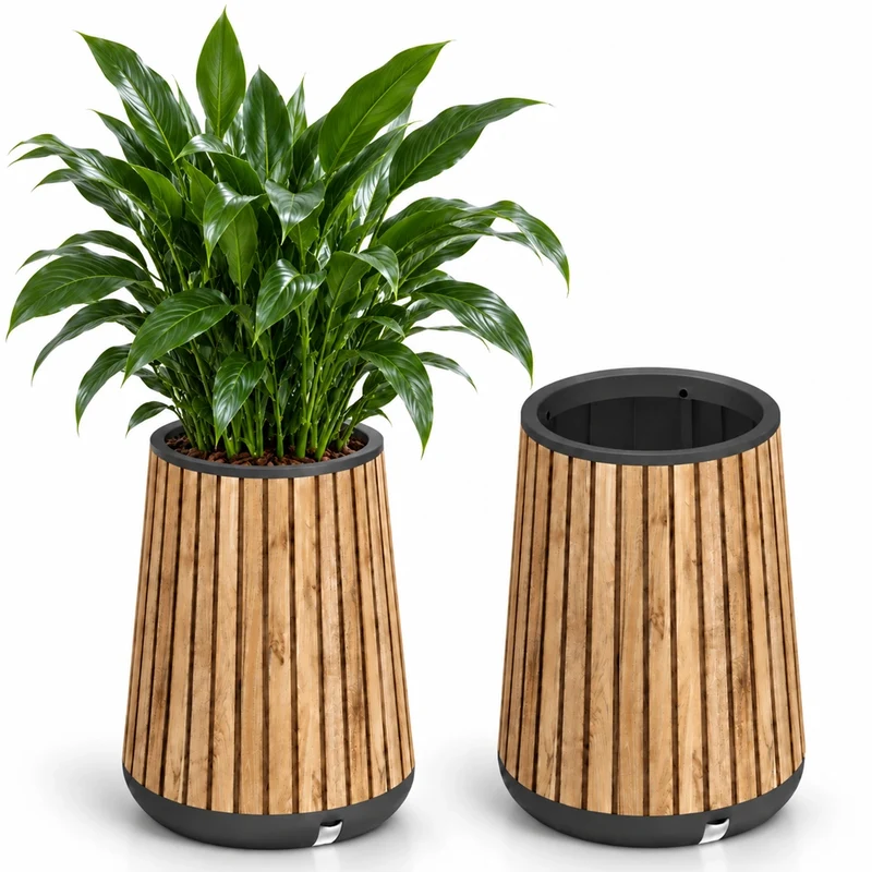 Keter Deco Conic Vaso Alto Fioriera Piante Fiori 150L Resiste UV Pino Chiaro