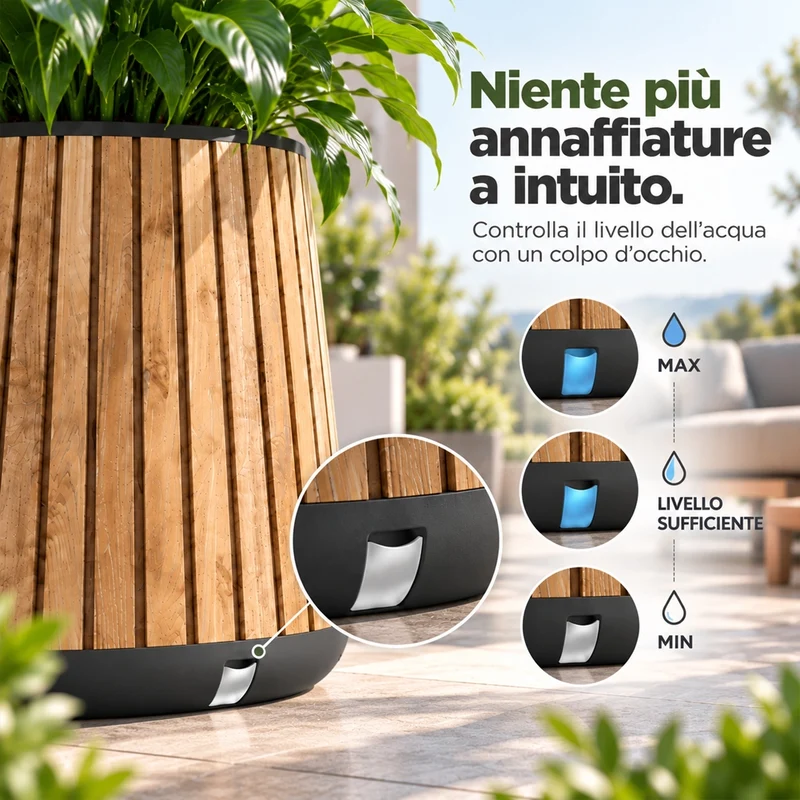 Keter Deco Conic Vaso Alto Fioriera Piante Fiori 150L Resiste UV Pino Chiaro