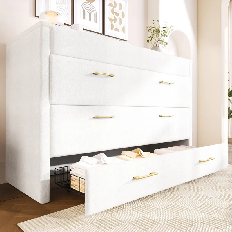 Letto a scomparsa 140x200 in lino beige con prese USB e Type-C; letto armadio salvaspazio