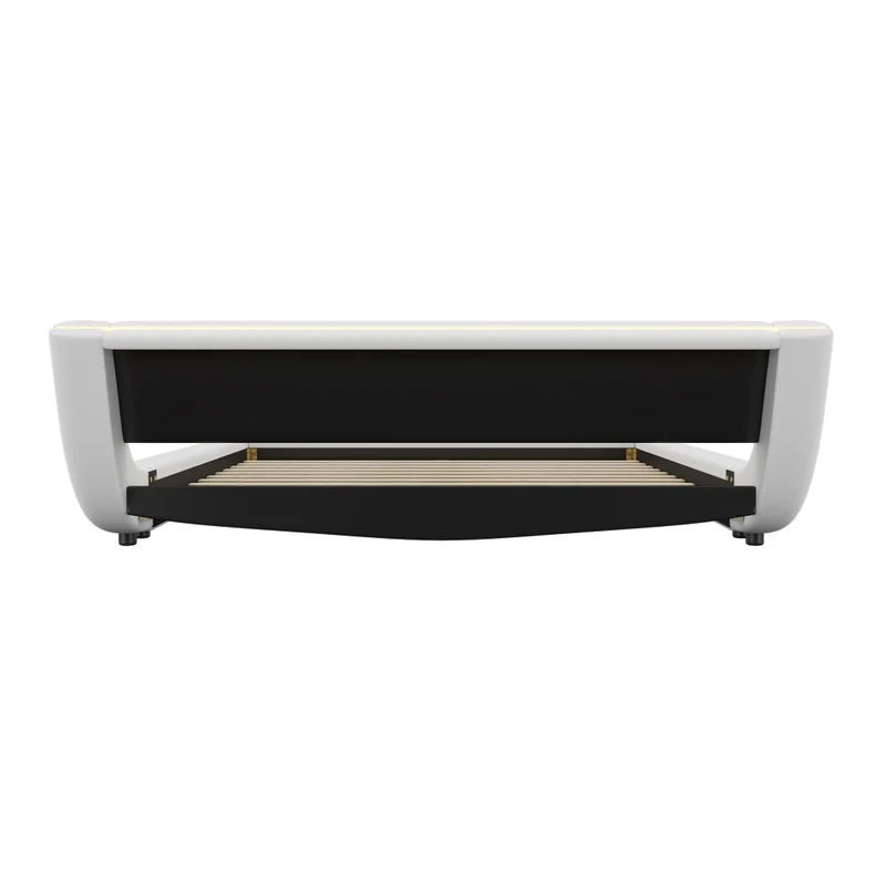 Letto a terra 160x200 cm matrimoniale bianco con luci LED