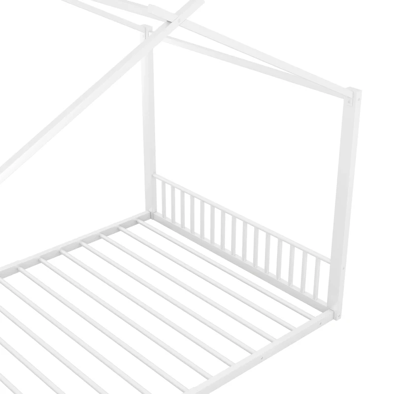 Letto per bambini 140x200 cm a forma di casetta in metallo bianco per cameretta