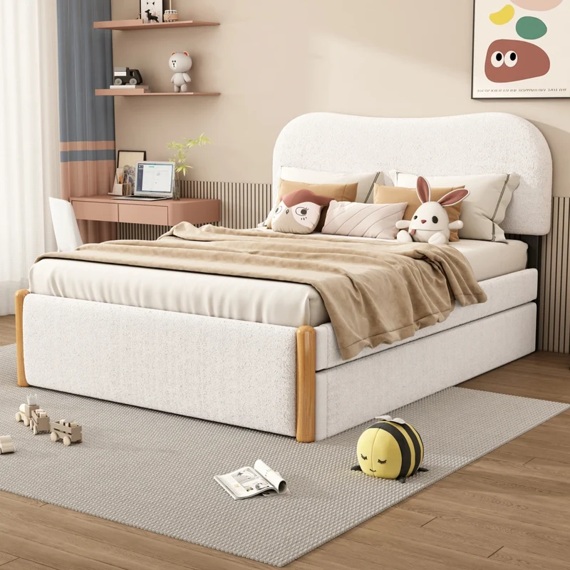 Letto imbottito bianco 140x200 cm con letto estraibile 91x191 cm