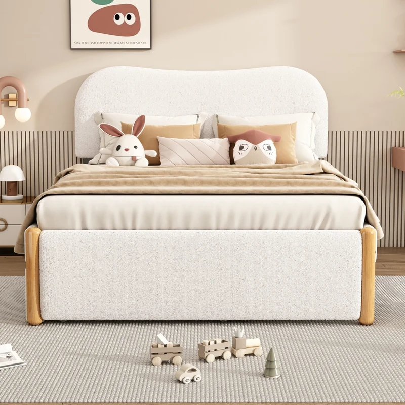 Letto imbottito bianco 140x200 cm con letto estraibile 91x191 cm