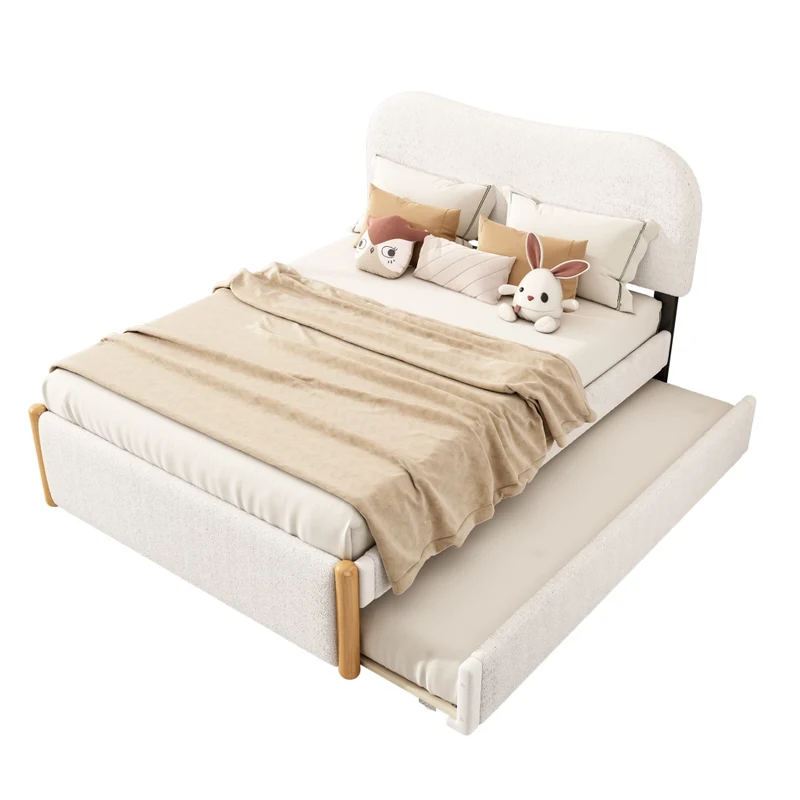 Letto imbottito bianco 140x200 cm con letto estraibile 91x191 cm