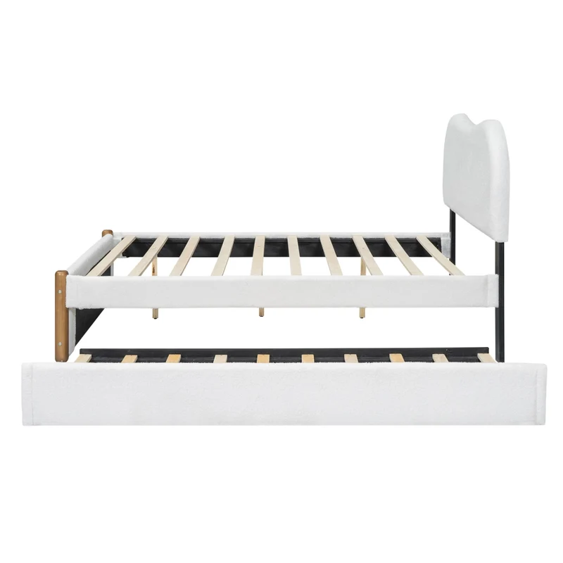 Letto imbottito bianco 140x200 cm con letto estraibile 91x191 cm
