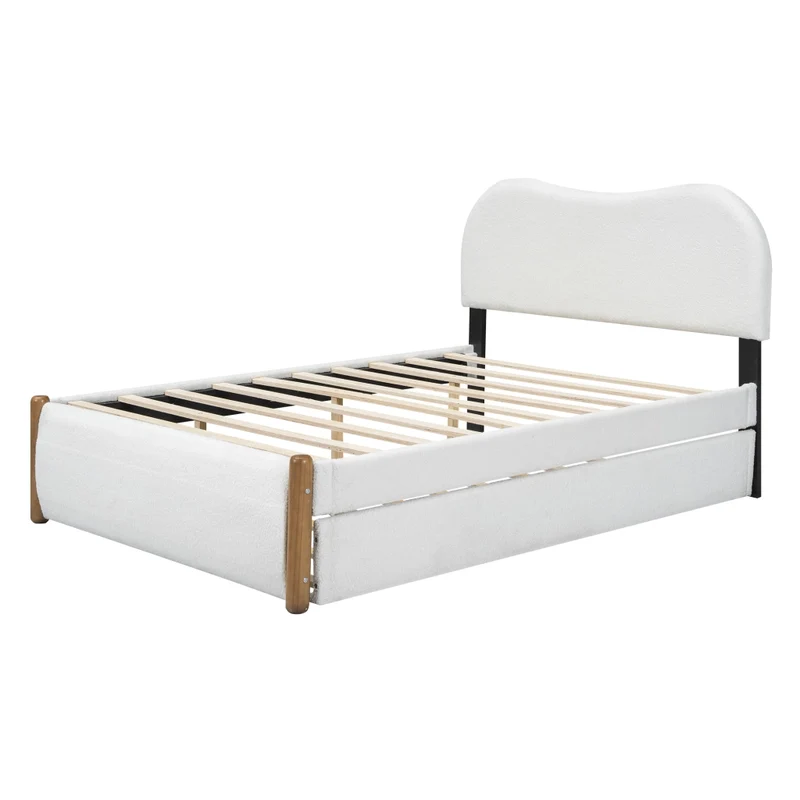 Letto imbottito bianco 140x200 cm con letto estraibile 91x191 cm