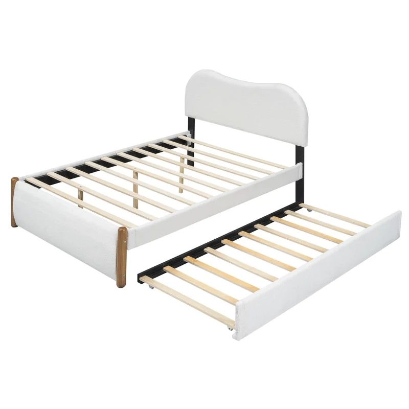 Letto imbottito bianco 140x200 cm con letto estraibile 91x191 cm