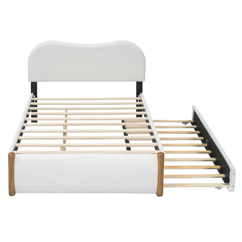 Letto imbottito bianco 140x200 cm con letto estraibile 91x191 cm