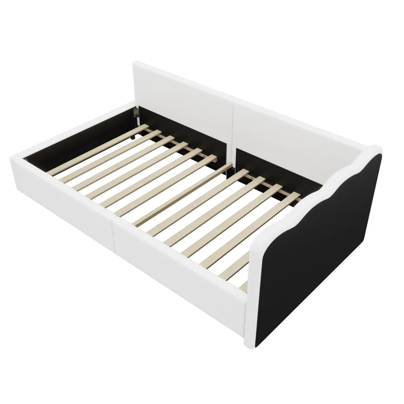 Divano letto 90x200 cm con illuminazione LED regolabile; rivestimento morbido bianco