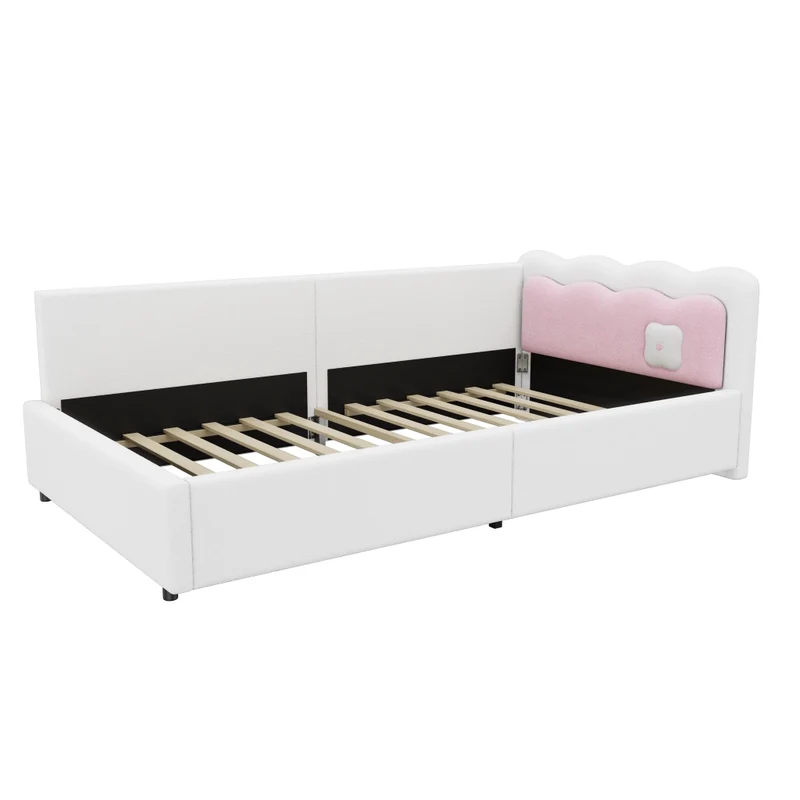 Divano letto 90x200 cm con illuminazione LED regolabile; rivestimento morbido bianco