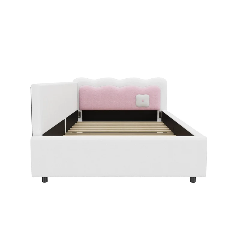Divano letto 90x200 cm con illuminazione LED regolabile; rivestimento morbido bianco
