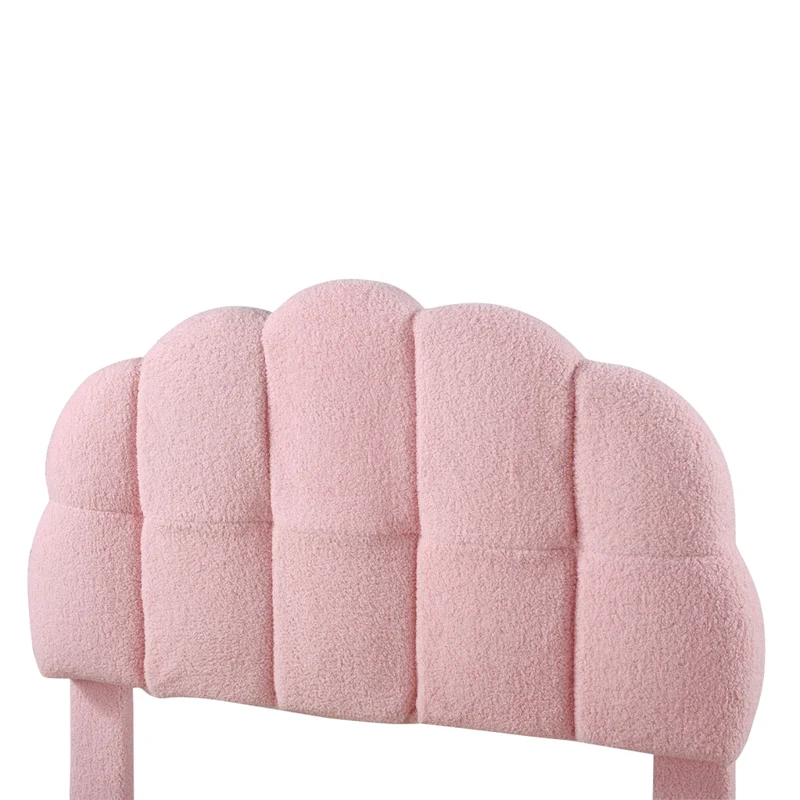 Letto singolo 90x200 cm per bambini rosa; imbottito in bouclé con rete a doghe in legno