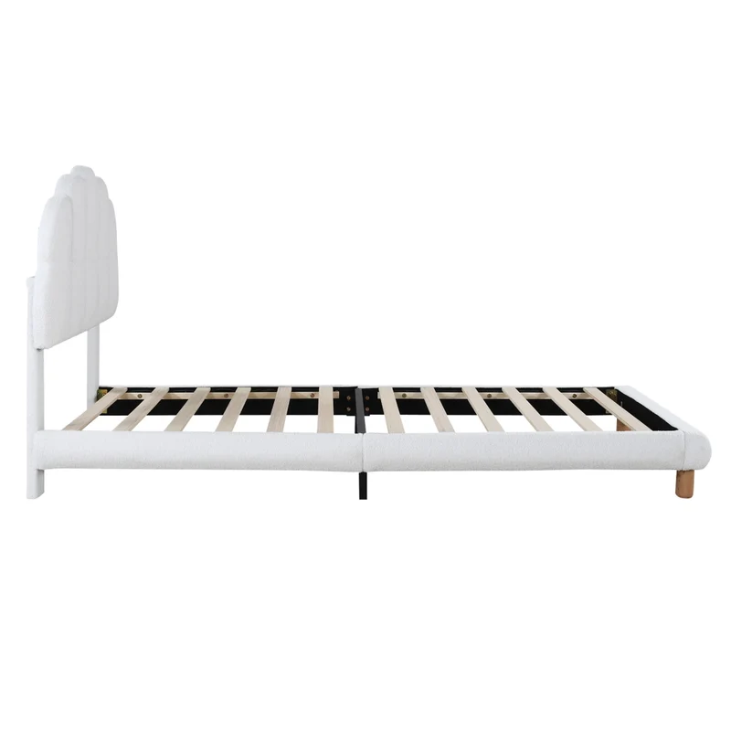 Letto singolo 90x200 cm imbottito bianco con testiera regolabile; rete a doghe in legno