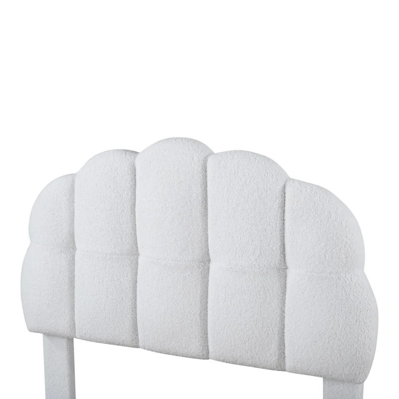 Letto singolo 90x200 cm imbottito bianco con testiera regolabile; rete a doghe in legno
