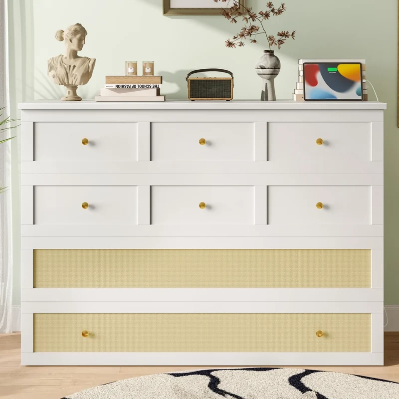 Letto a scomparsa 140x200 trasformabile in armadio con cassetti; mensola e prese USB; MDF bianco