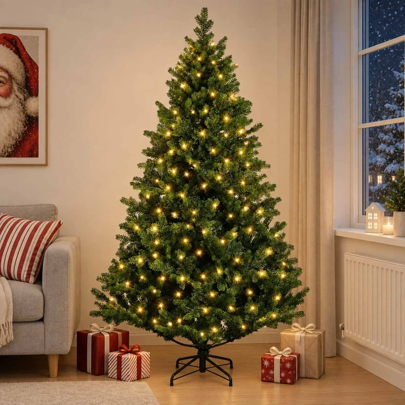 Albero di Natale Artificiale con Rami Pieghevoli 120 cm 150 LED 3465489