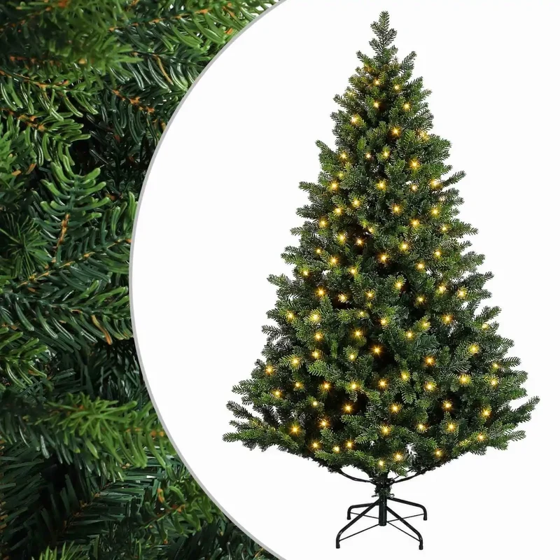 Albero di Natale Artificiale con Rami Pieghevoli 120 cm 150 LED 3465489