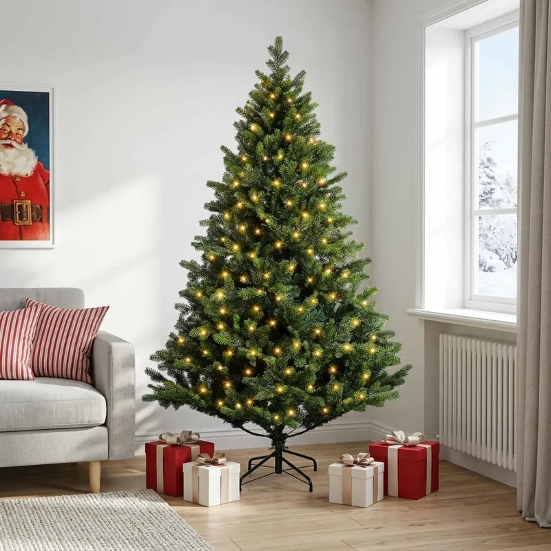 Albero di Natale Artificiale con Rami Pieghevoli 120 cm 150 LED 3465489