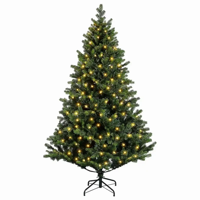 Albero di Natale Artificiale con Rami Pieghevoli 120 cm 150 LED 3465489