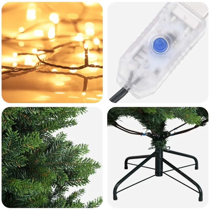 Albero di Natale Artificiale con Rami Pieghevoli 120 cm 150 LED 3465489