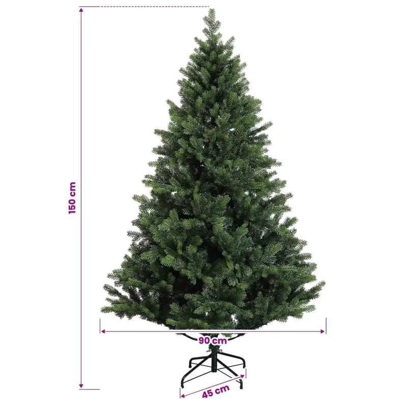 Albero di Natale Artificiale con Rami Pieghevoli 150 cm 150 LED 3465490
