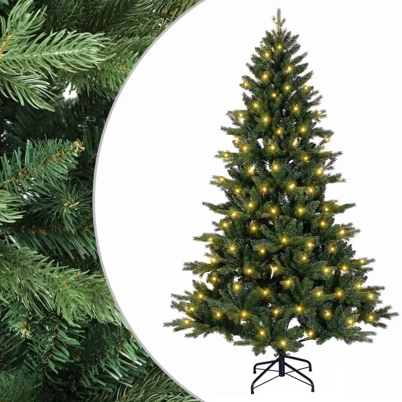 Albero di Natale Artificiale con Rami Pieghevoli 120 cm 150 LED 3465479