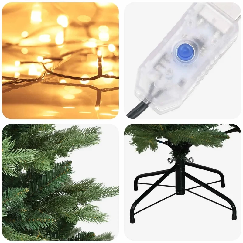 Albero di Natale Artificiale con Rami Pieghevoli 120 cm 150 LED 3465479
