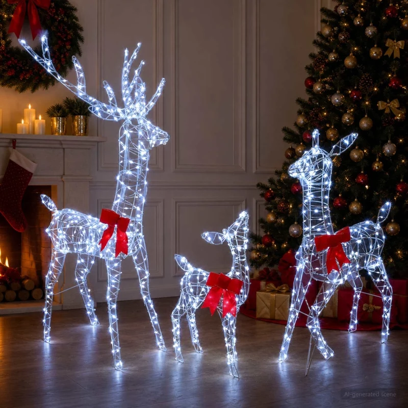 Famiglia di renne natalizie LED 700 LED Bianco freddo 42049472