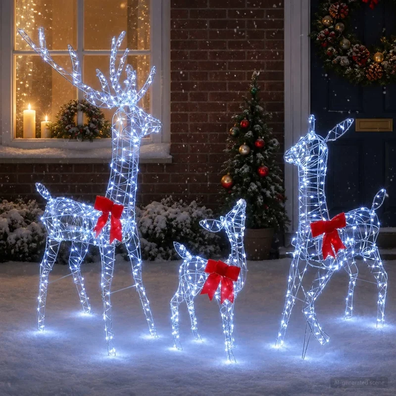 Famiglia di renne natalizie LED 700 LED Bianco freddo 42049472