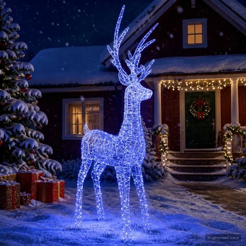 Renna di Natale luminosa a LED 1000 LED Blu 122 x 56 x 270 cm 42049481