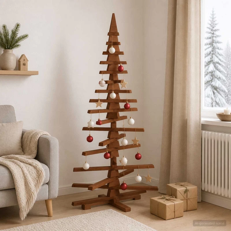 Albero di Natale in legno KOTKA 150 cm Legno Massello di Pino 42051439