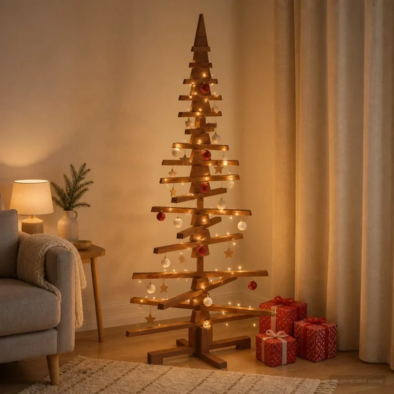 Albero di Natale in legno KOTKA 150 cm Legno Massello di Pino 42051439