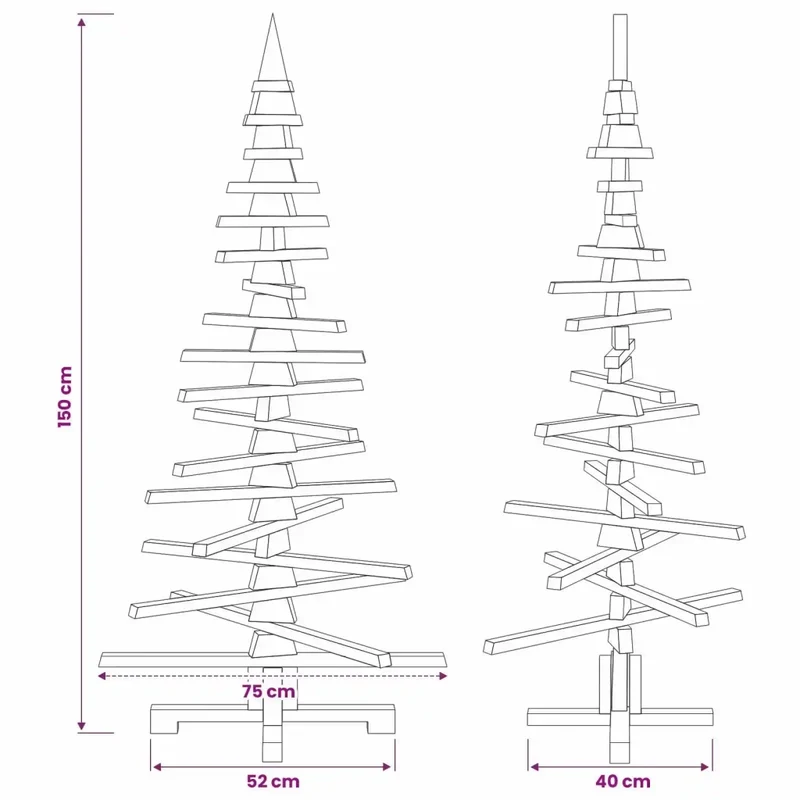 Albero di Natale in legno KOTKA 150 cm Legno Massello di Pino 42051439