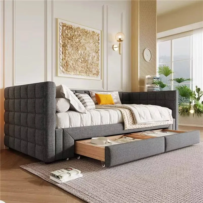Daybed in velluto 90x200 cm; divano letto estraibile fino a 180 cm; grigio