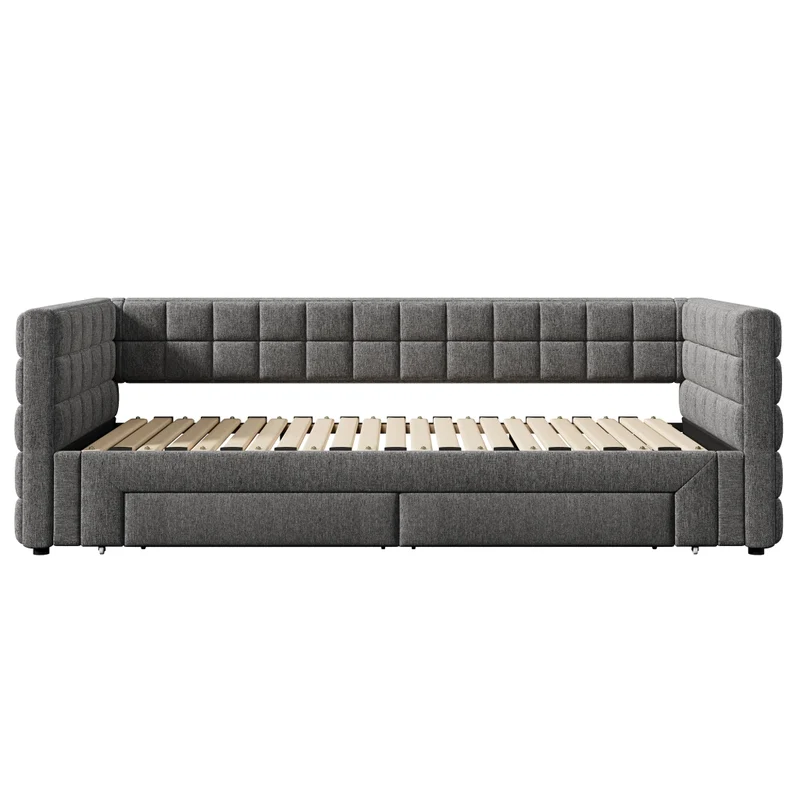Daybed in velluto 90x200 cm; divano letto estraibile fino a 180 cm; grigio