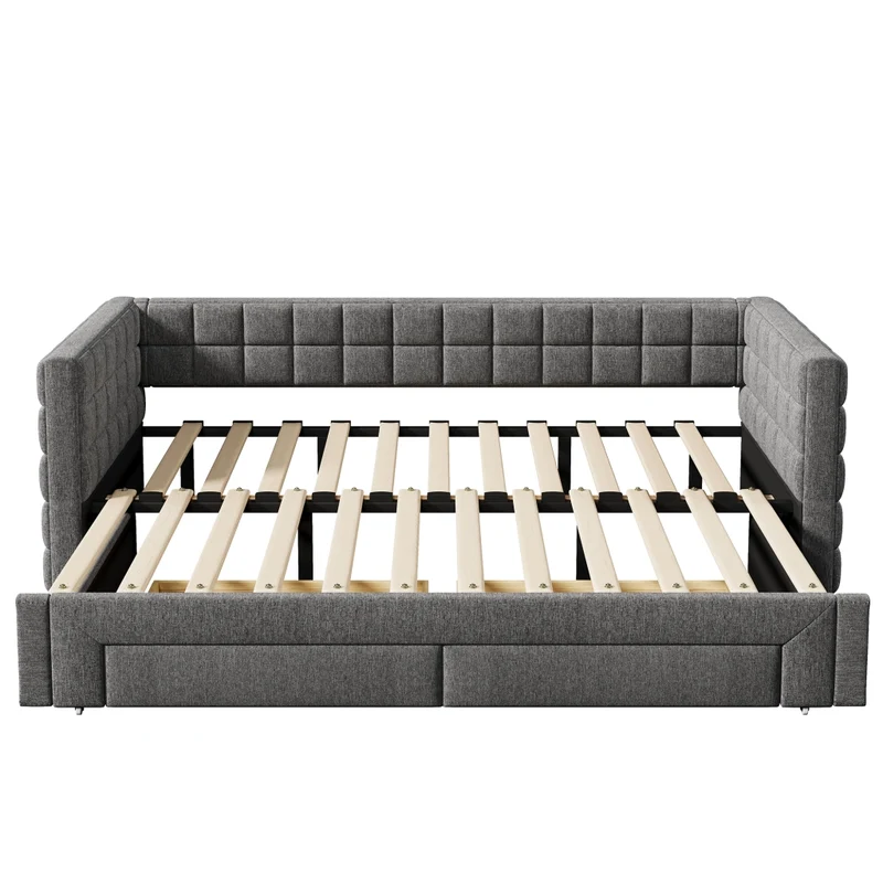 Daybed in velluto 90x200 cm; divano letto estraibile fino a 180 cm; grigio