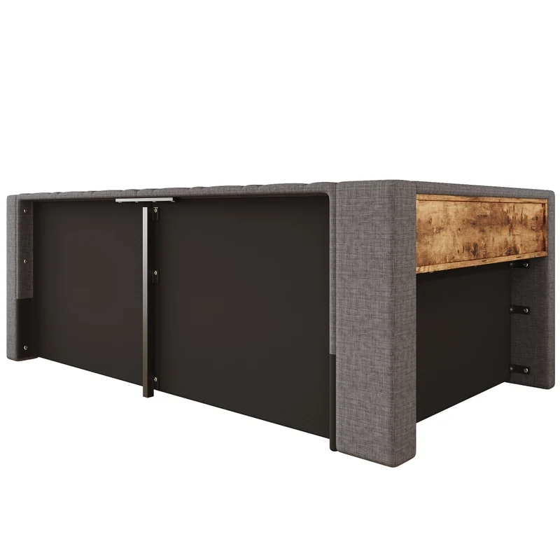 Letto singolo 90x200 cm contenitore con apertura idraulica e LED dimmerabile; grigio
