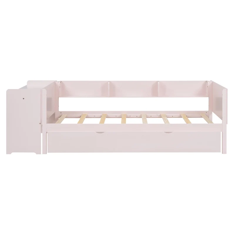 Letto per bambini 90x200 cm rosa con letto estraibile 90x180 cm e scrivania