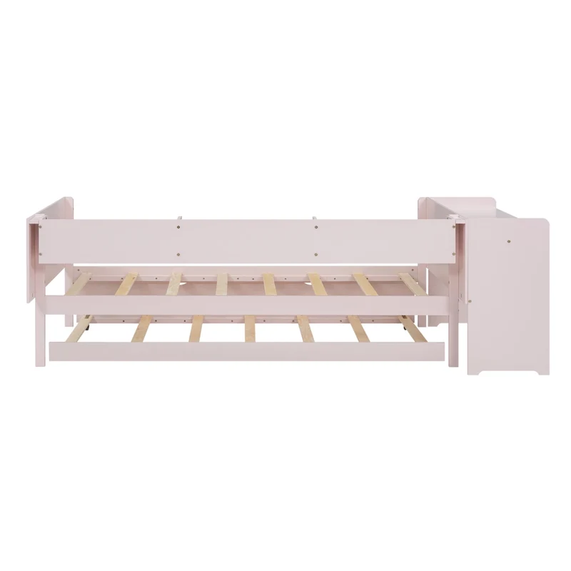 Letto per bambini 90x200 cm rosa con letto estraibile 90x180 cm e scrivania