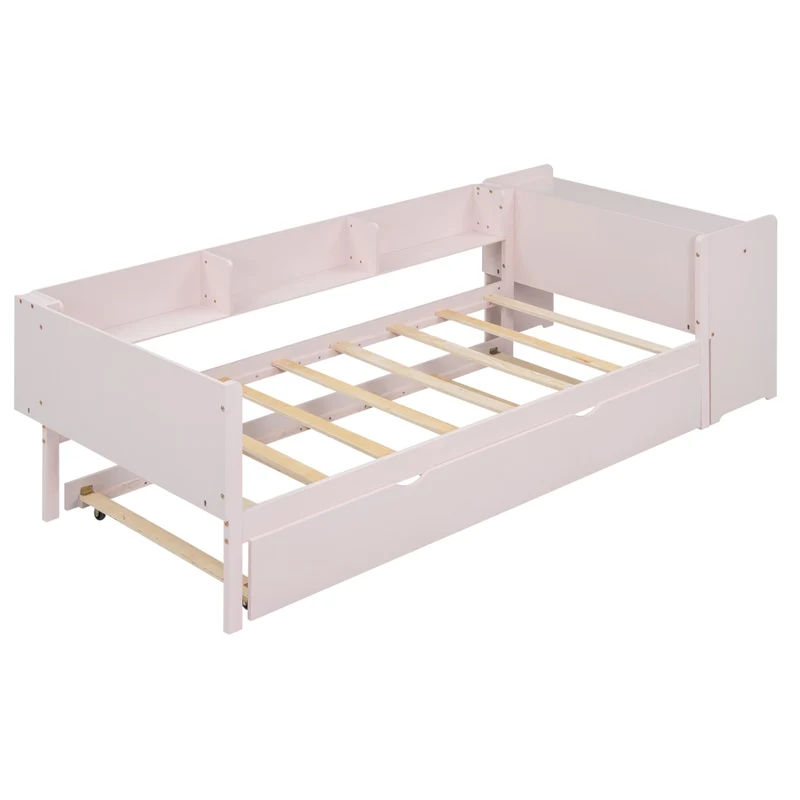 Letto per bambini 90x200 cm rosa con letto estraibile 90x180 cm e scrivania