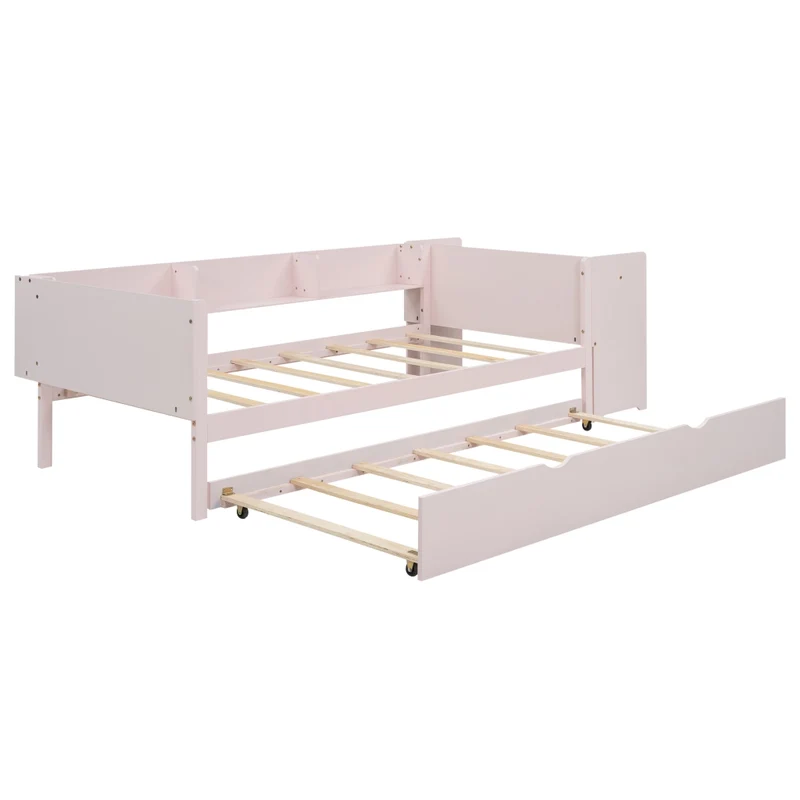 Letto per bambini 90x200 cm rosa con letto estraibile 90x180 cm e scrivania
