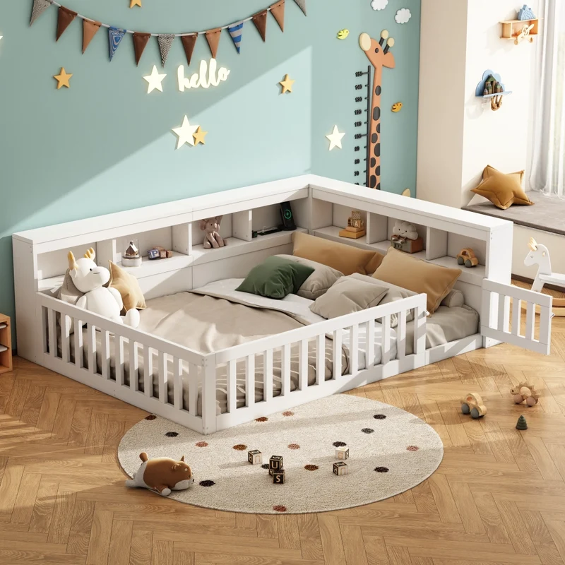 Letto 140x190 cm con rete a doghe; daybed bianco con vani e sponda laterale