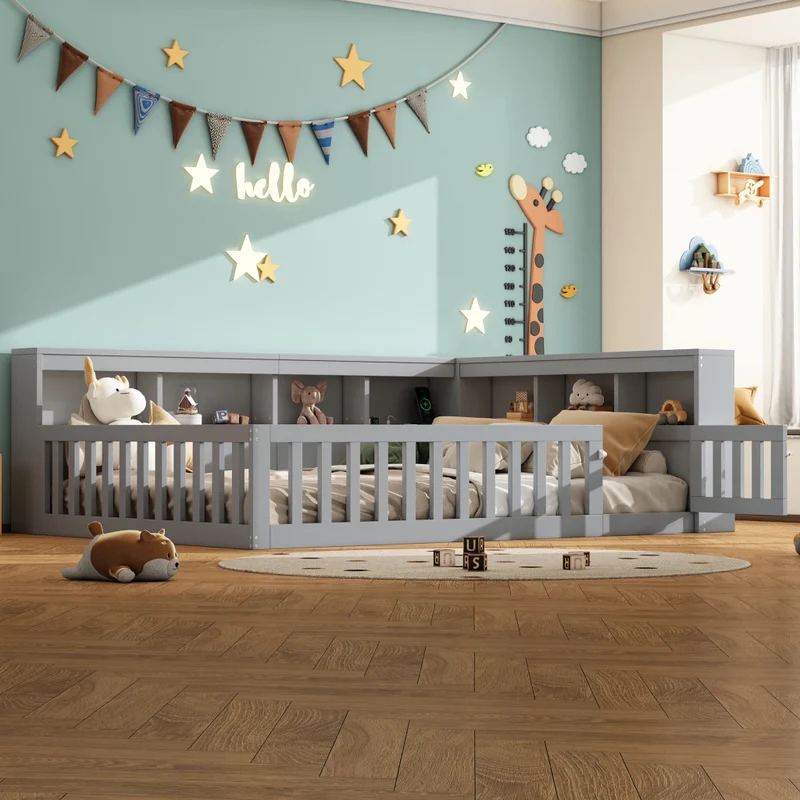 Letto 140x200 cm; daybed con rete a doghe; prese USB; vano laterale e sponda ribaltabile; grigio