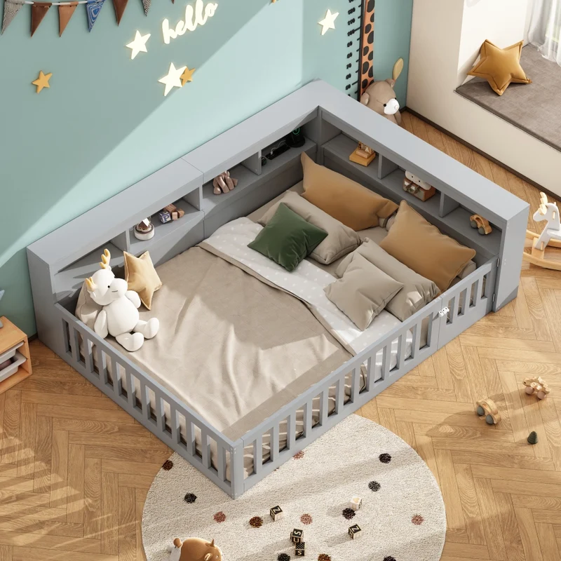 Letto 140x200 cm; daybed con rete a doghe; prese USB; vano laterale e sponda ribaltabile; grigio