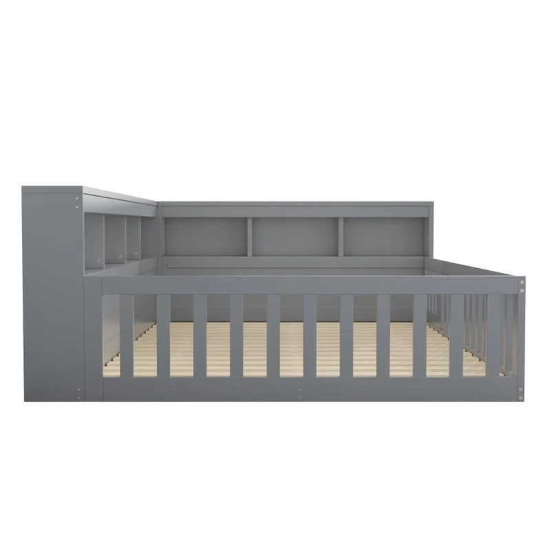 Letto 140x200 cm; daybed con rete a doghe; prese USB; vano laterale e sponda ribaltabile; grigio