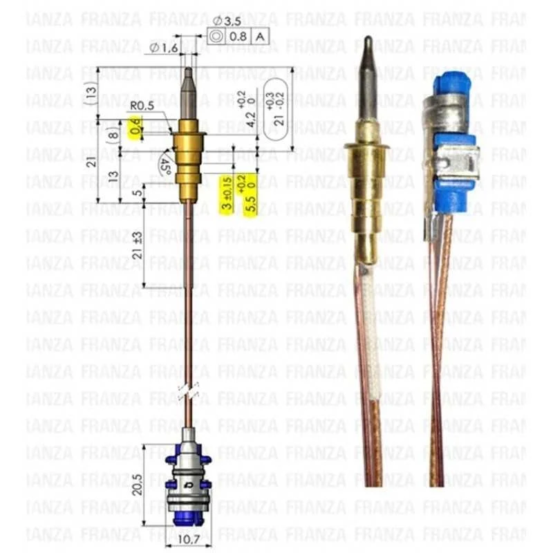 TERMOCOPPIA GAS FUOCHI PIANI COTTURA ELECTROLUX REX Sonda 52cm - Electrolux Rex Aeg Zoppas