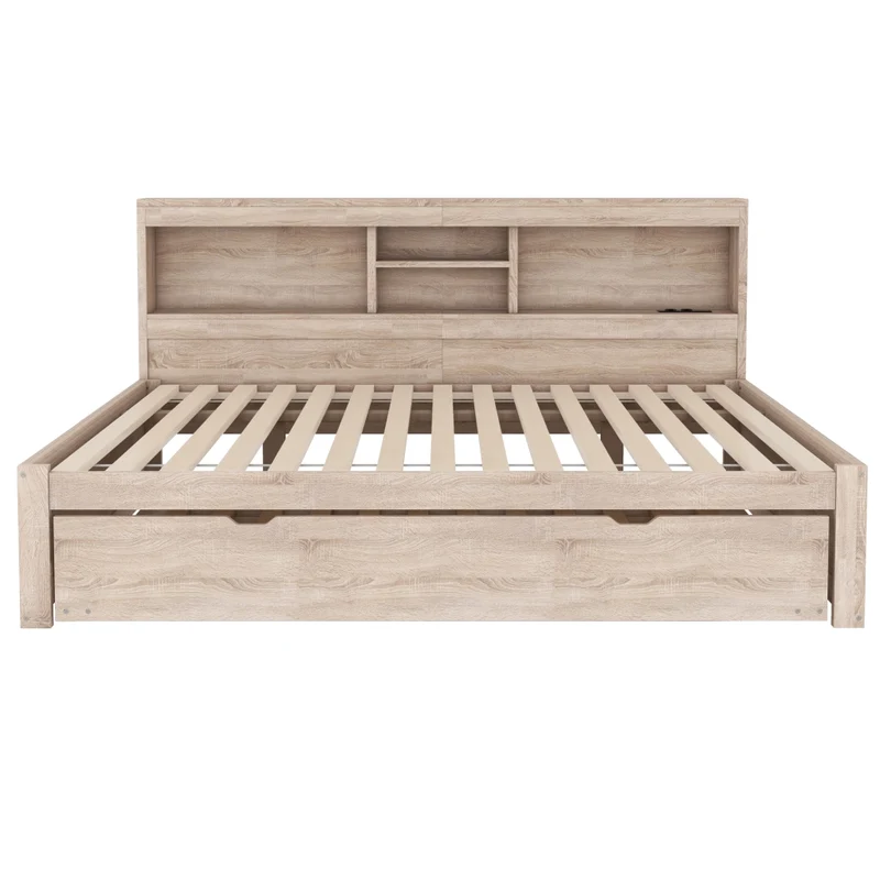 Letto estraibile salvaspazio 140x200 cm in truciolare e MDF; colore naturale