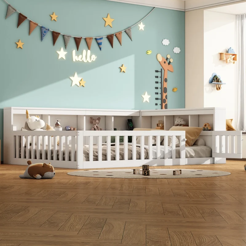 Letto 140x200 cm con rete a doghe; vano laterale; prese USB e sponda ribaltabile; bianco